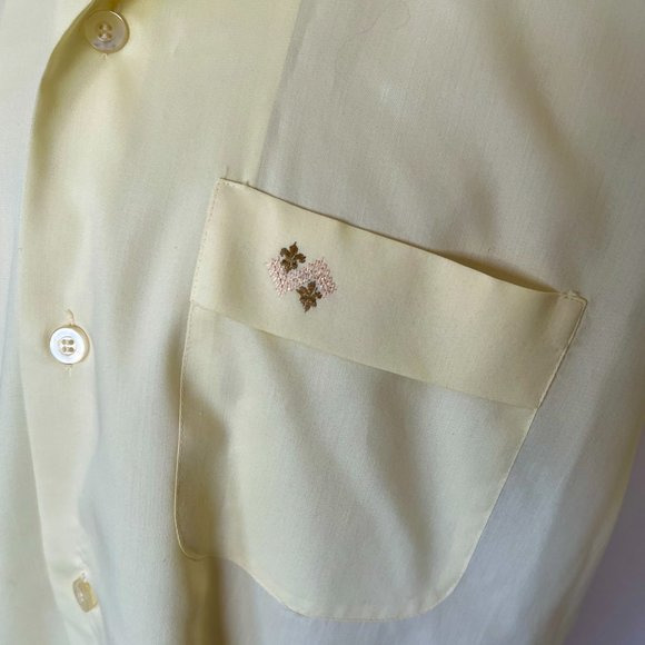 60's Mens Yellow Short Sleeve Shirt - Size Large 16 - 16 1/2 - Picture 3 of 8